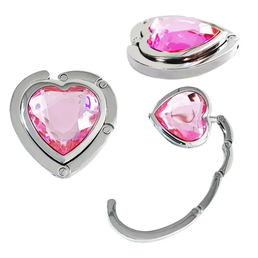 Rhinestone Folding Bag Hook – Heart Shape Purse Table Hanger