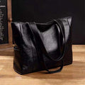 Women's Large Capacity PU Leather Tote Shoulder Handbag Leather Tote Handbag Oasis Select Black One Size