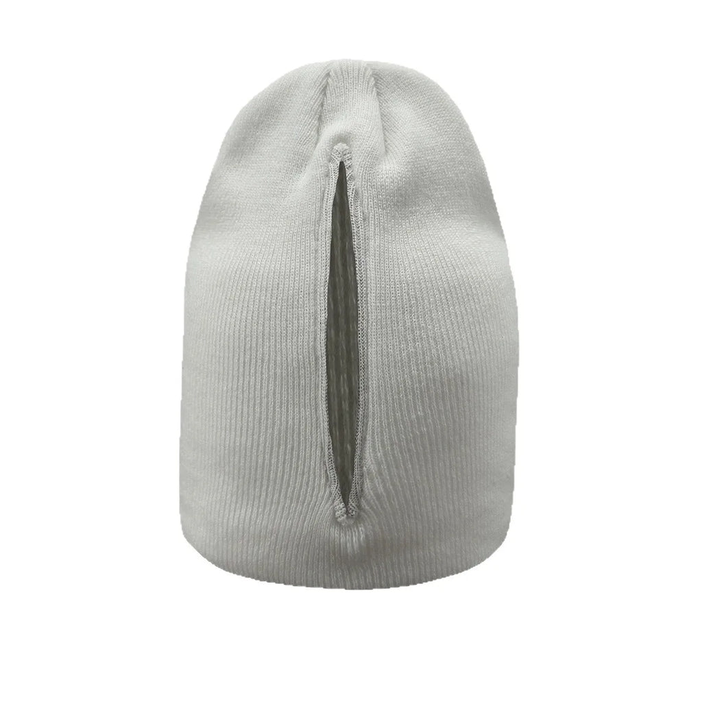 Magnetic cap with open ponytail knitted cap, sports yarn cap, pullover cap, women's cap, automatic magnetic cap, lightweight Oasis Select WHITE
