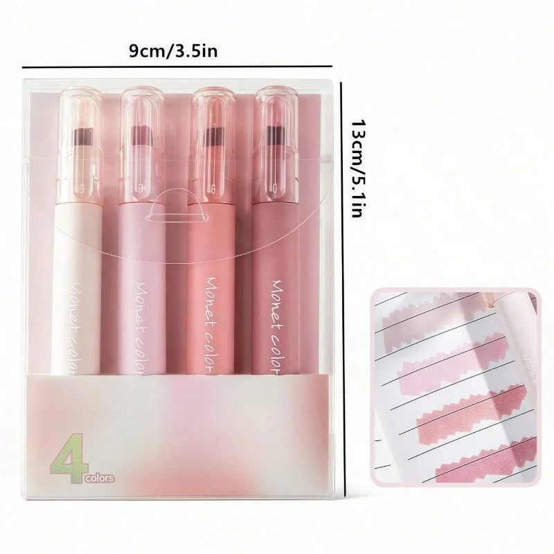 4 Pack Soft Touch Fluorescent Gel Pens Morandi Pink WaterBased Ink Quick Dry Tip for Office School Highlighting Writing Oasis Select