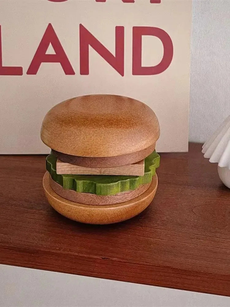 6-Pack Burger-Shaped Solid Wood Coasters – Anti-Slip Cup Mats Wooden Coaster Set Oasis Select