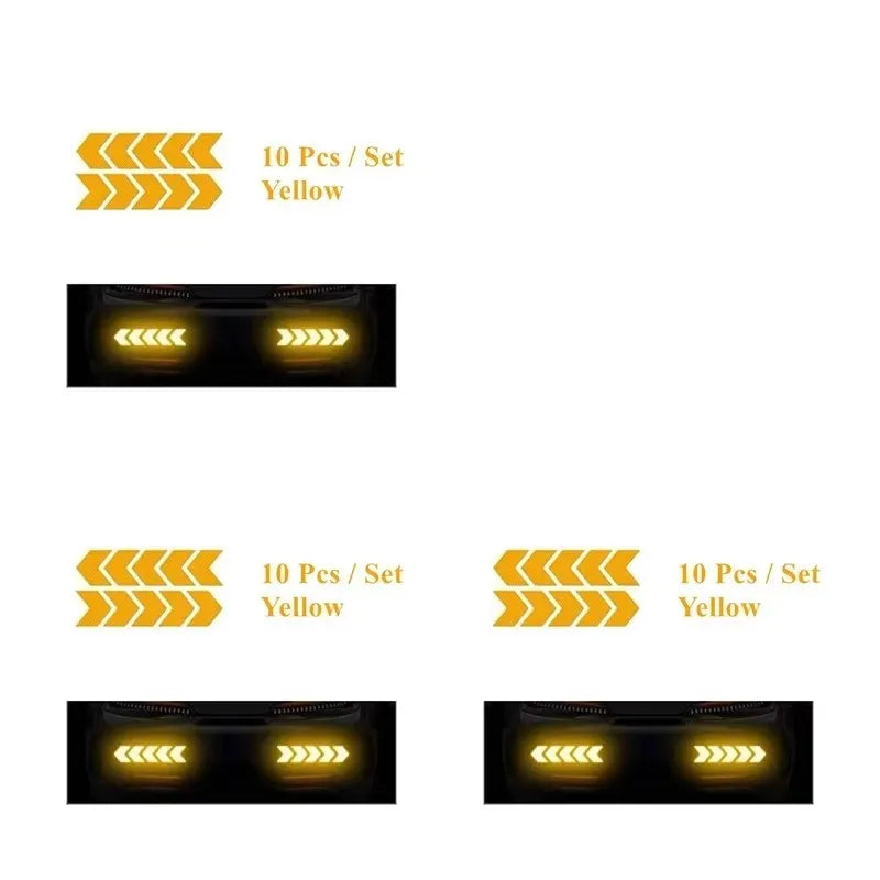 1/2/3set Car Bumper Reflective Safety Strip Stickers Car Arrow Reflective Sticker Reflective Warning Safety Tape Oasis Select Yellow-3set