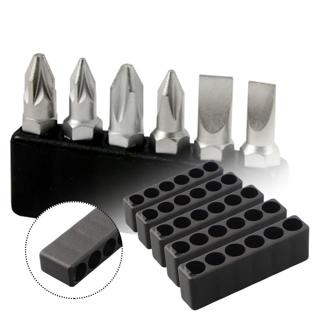 5Pcs 6Hole 1/4 Hex Shank Screwdriver Bit Holder Plastic Screwdriver Storage Drill Bit Stand Case Power Tools Oasis Select