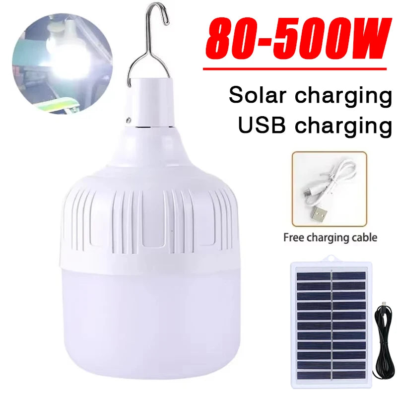Solar Powered Lamps Portable Led Bulbs 80-500W LED Energy Saving Light for Outdoor Camping Tent Night Fishing Emergency Lights Oasis Select