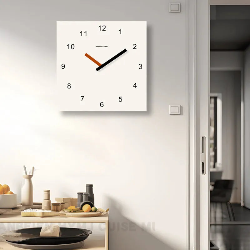 2026 New Punch-Free Wall Clock Modern Simple Square Art Design Creative Wall Hanging Clock for Living Room Home Decor Oasis Select