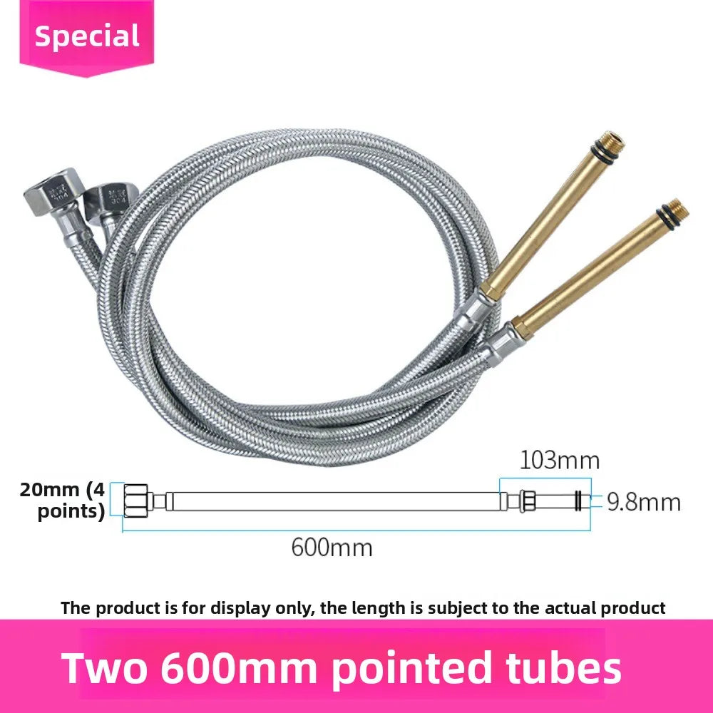 2pcs 1/2'' Stainless Steel Nylon Braided Tube Pipe Hose Silicone Plumbing Thermoresistant Tap Basin Faucet Sink Kitchen Bathroom Oasis Select 60cm 2pcs long