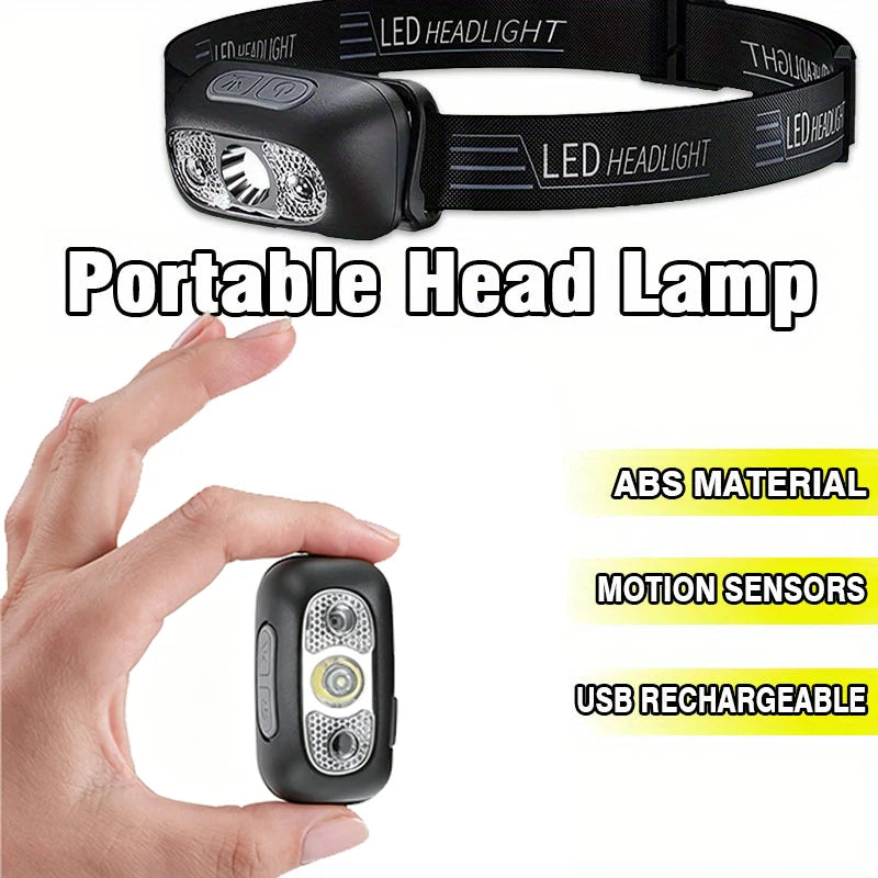 LED Sensor Headlamp USB Rechargeable – 8 Modes, Waterproof