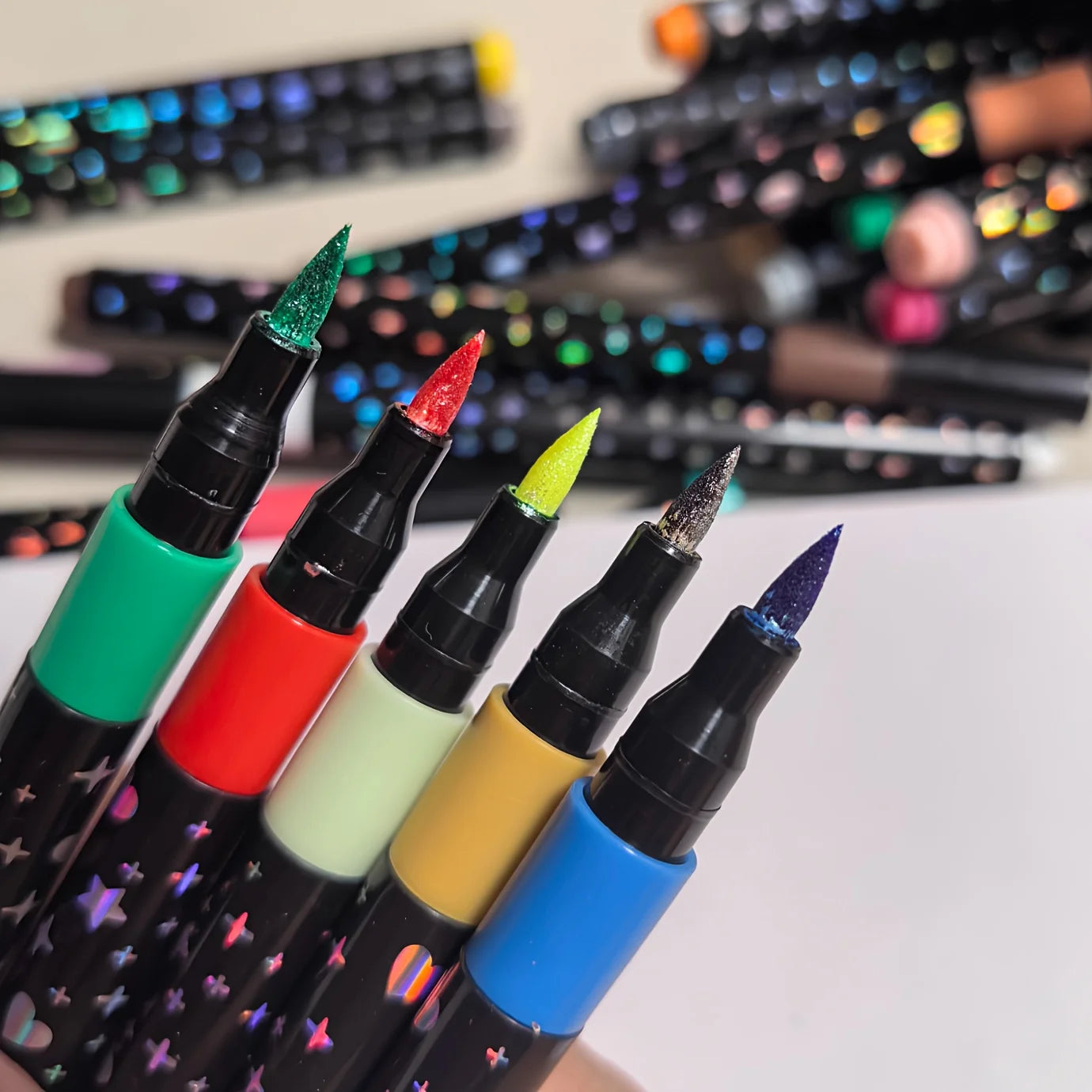 60/48/36/24/12 Color Glitter Markers Set - Water-Based Acrylic Glitter Pens for Student Art, Scrapbooking & Stationery Oasis Select