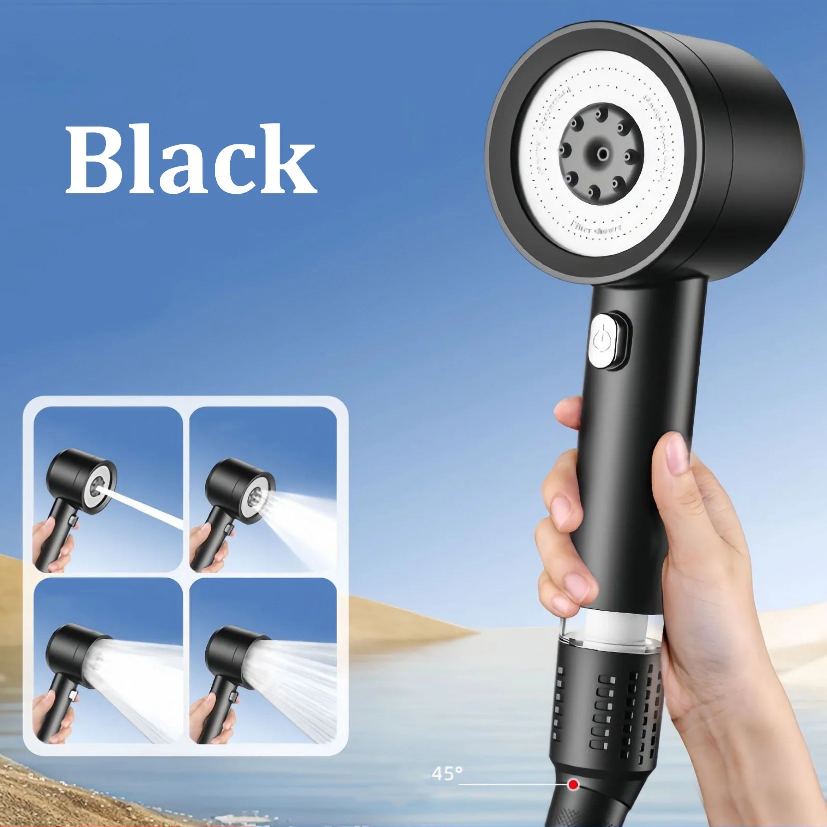 4-Mode Pressurized Filter Shower Head | Water Purification