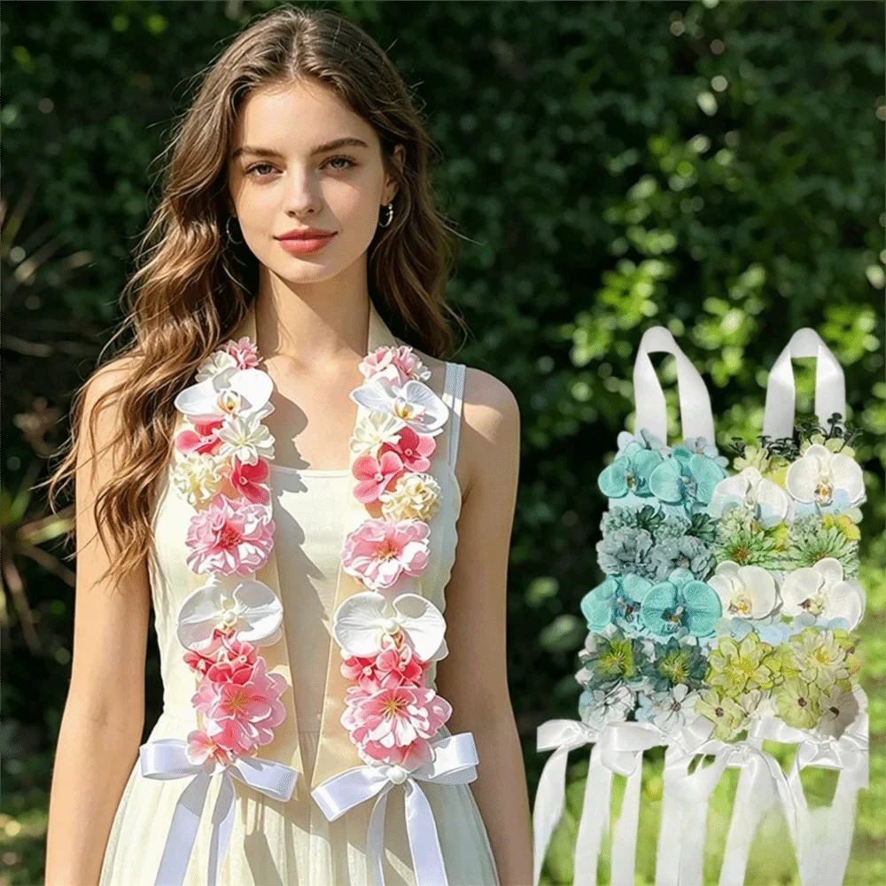 Floral Decorative Satin Flower Shawl Elegant Ornament Mixed Blooms Artificial Flowers Sash Reusable Multi-functional Oasis Select