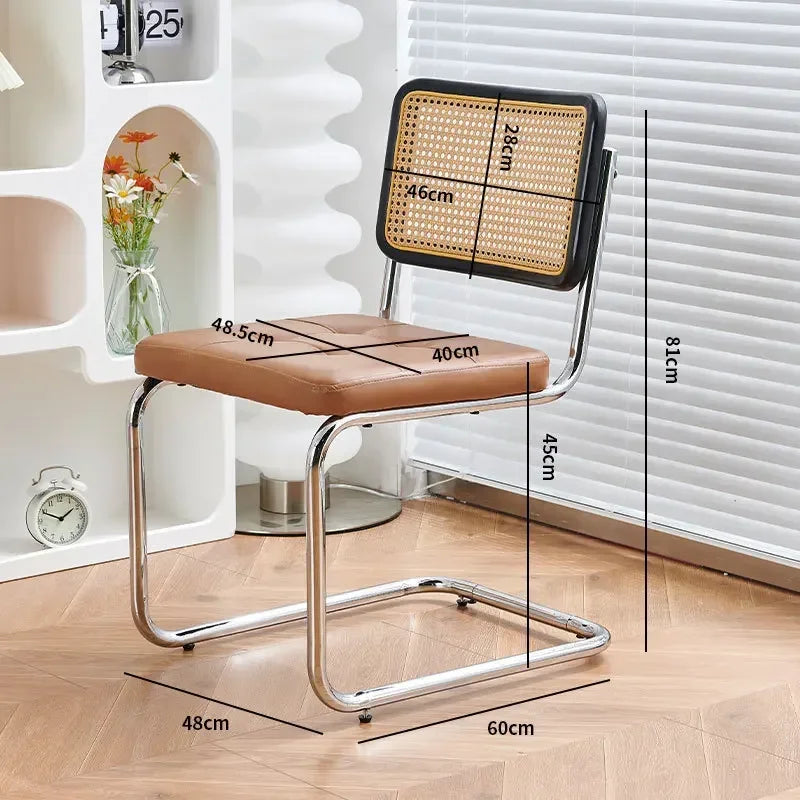 Multi-functional Nordic woven rattan chair, household dining table, chair, dining chair, study, living room, back chair Durable Oasis Select Black-D