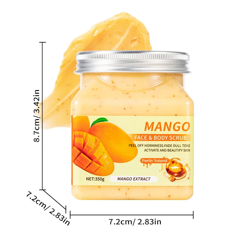 350g Body Exfoliating Scrub for Dead Skin and Keratosis Pilaris, Full-Body Deep Cleansing Coffee Scrub Oasis Select Mango 350g