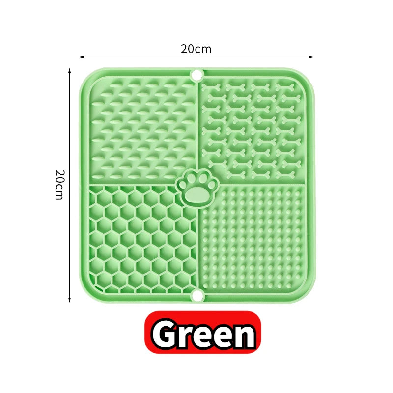 Pet Lick Silicone Mat Slow Feeder Dog Food Plate Bathing Distraction Sucker Training Feeder for Dogs Kitchen Supplies Oasis Select Green