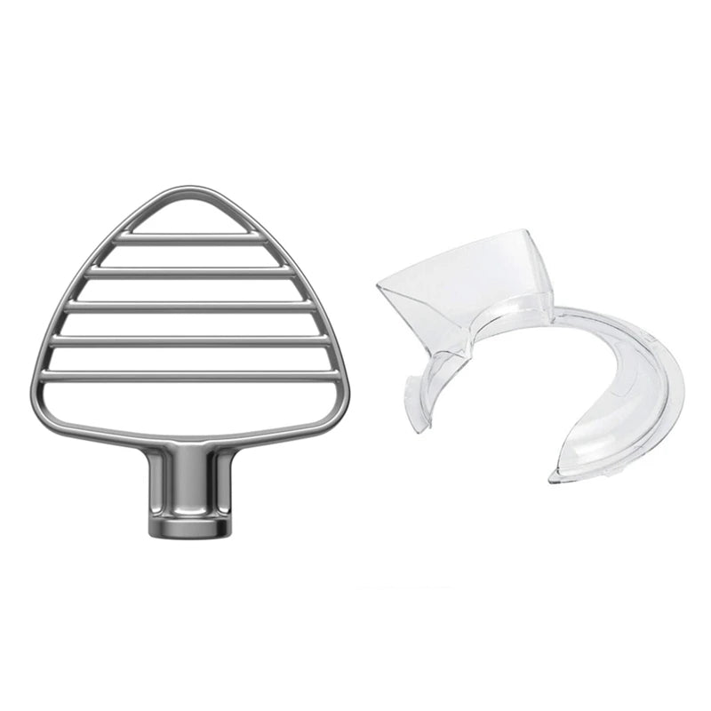 For Kitchenaid 4.5-5QT Tilt Head Stand Mixer Pastry Beater & Secure Fit Pouring Shield Attachment Stainless Flat Beater, Durable Oasis Select As Shown NONE