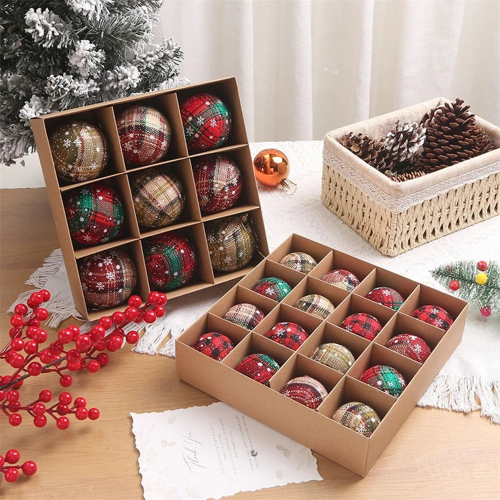Festive Hanging Balls Plaid Christmas Ornaments Colorful Pattern Design Exquisite Craftsmanship For Christmas Tree Oasis Select