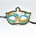 Party Bar Makeup Ball Half Face Men's Painted Gold Powder Mask Handmade Princess Mask Women's Handmade Dance Props Oasis Select Blue