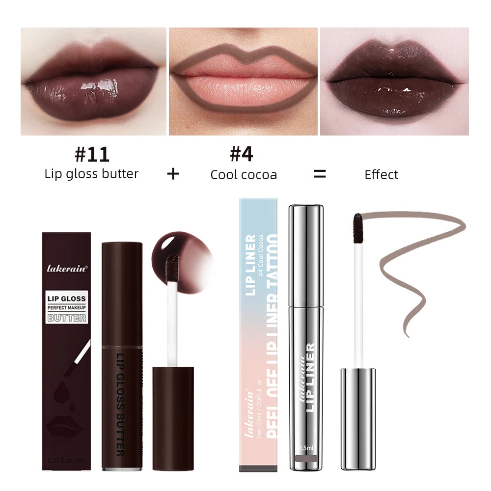 Highly Pigmented Lip Liner And Butter Non-stick Cup Lip Gloss Tattoo Matte Lip Liner Lasting Lip Stain Waterproof Lip Gloss Oasis Select set D