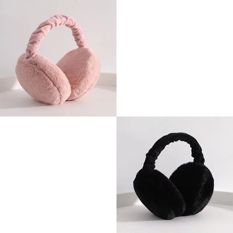 1-4PCS Korean Version Foldable Portable Ear Cup For Warmth, Plush Earplugs For Men And Women For Warmth In Autumn And Winter Oasis Select Dark Pink-Black