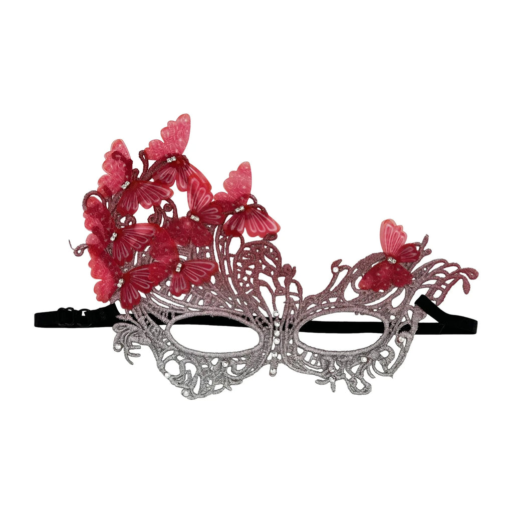 Gradient Butterfly Masquerade Mask Sexy Lace Half Face Mask Luxury Rhinestone Mask for Performance Cosplay Supplies Party Prom Oasis Select Red