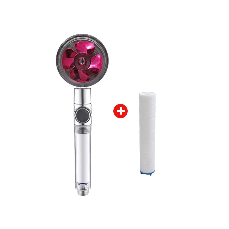 Powerful Pressurized Shower Set Fan Filter Showerhead One Touch Water Stop Sprayer Water Saving Handheld Showerheads Oasis Select Red