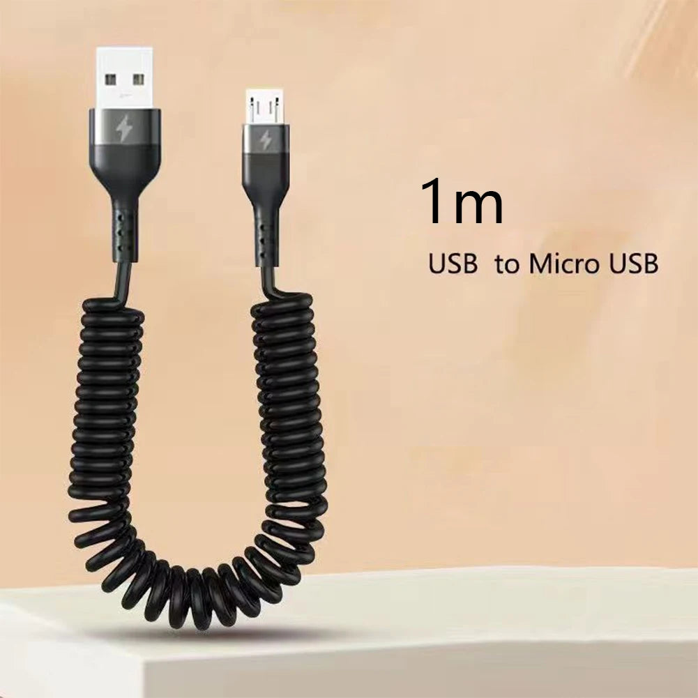Retractable 5A Fast Charging Cable USB-C Micro USB Lightning