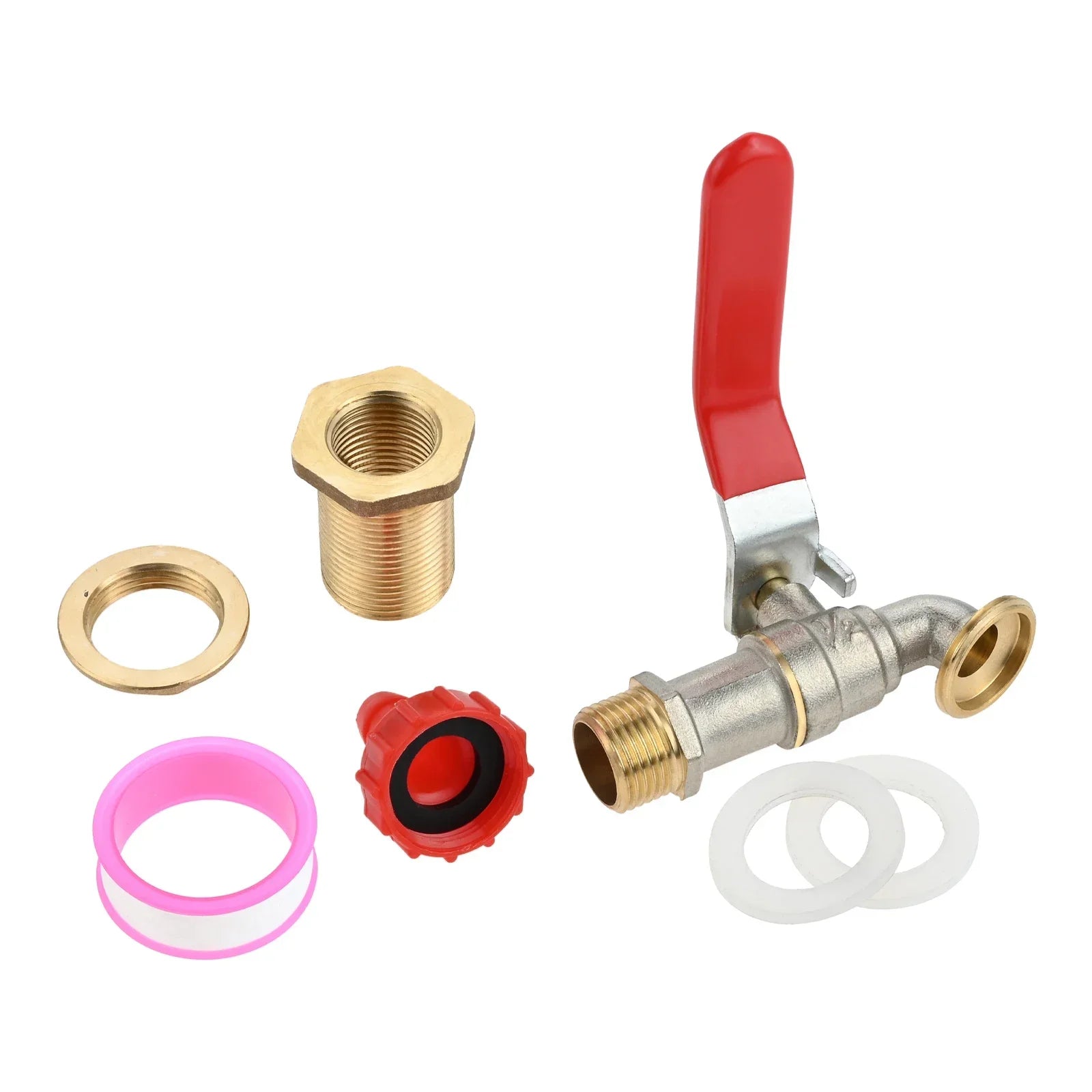 Brass Faucet Kit Rain Barrel Spigot for Rain Water Barrel, Water Tanks, Tubs, Pools with Garden Hose Fitting and Thread Tape Set Oasis Select Default Title