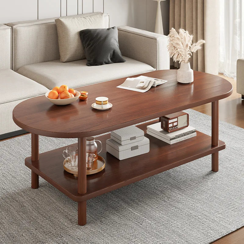 Coffee table Modern simple small apartment rental house Solid wood legs Low table Living room Simple storage Oval tea table Oasis Select