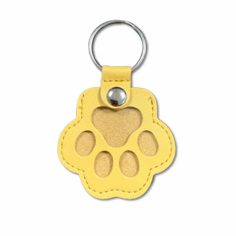 In-stock Pet Hair Commemorative Key Tag, Pu Leather Dog Paw Key Pendant, Anti-loss Pet Identification Tag Oasis Select 5.5cm 6cm Yellow