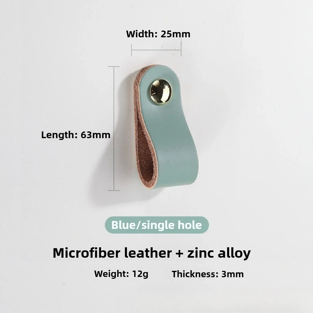 Cowhide Leather Cabinet Handles for Kids Room Kitchen Drawer Knobs Door Hardware Modern Minimalist Furniture Accessories