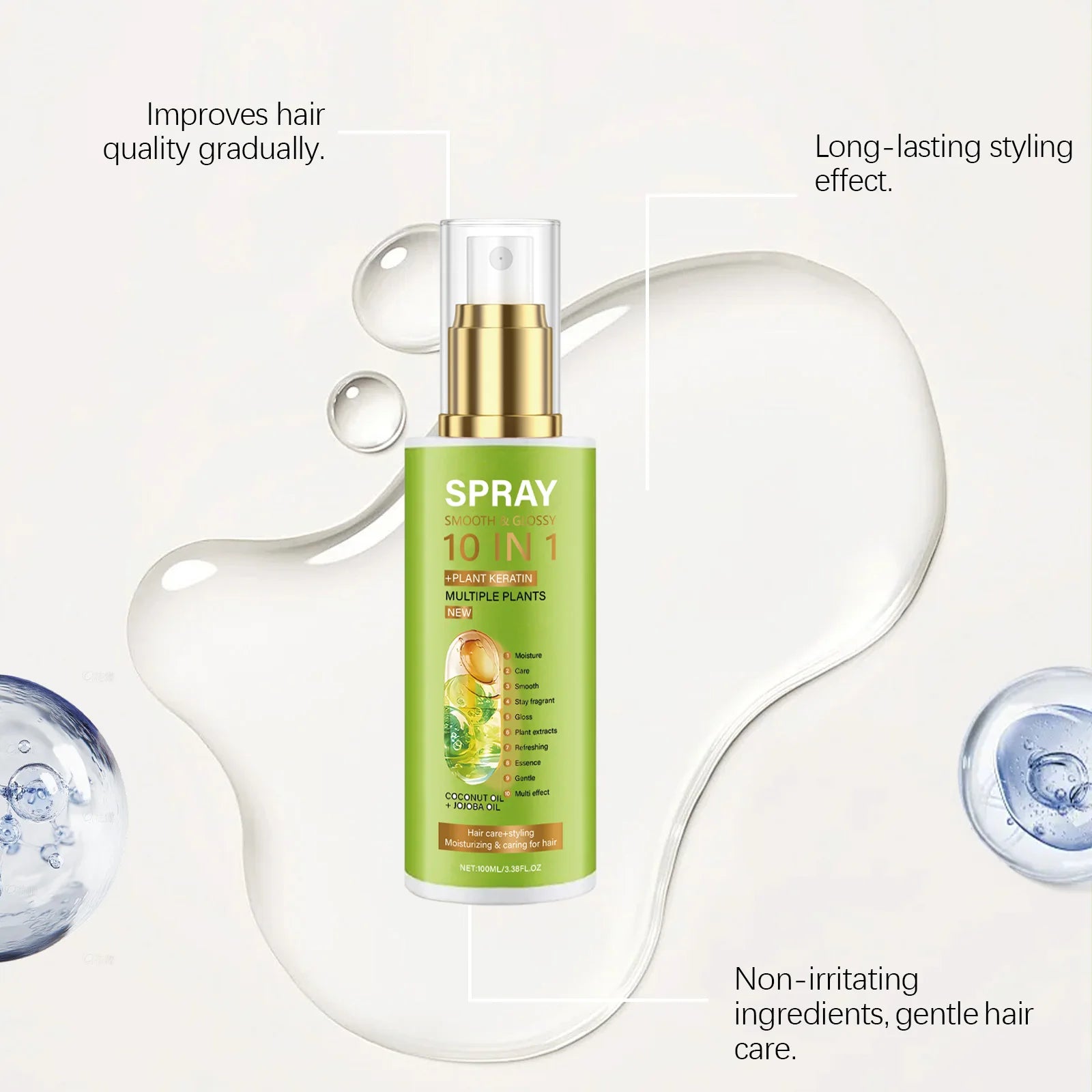 Volumizing Anti-Frizz Hair Spray – Smooth, Shiny & Moisturizing Hair Conditioning Spray Oasis Select