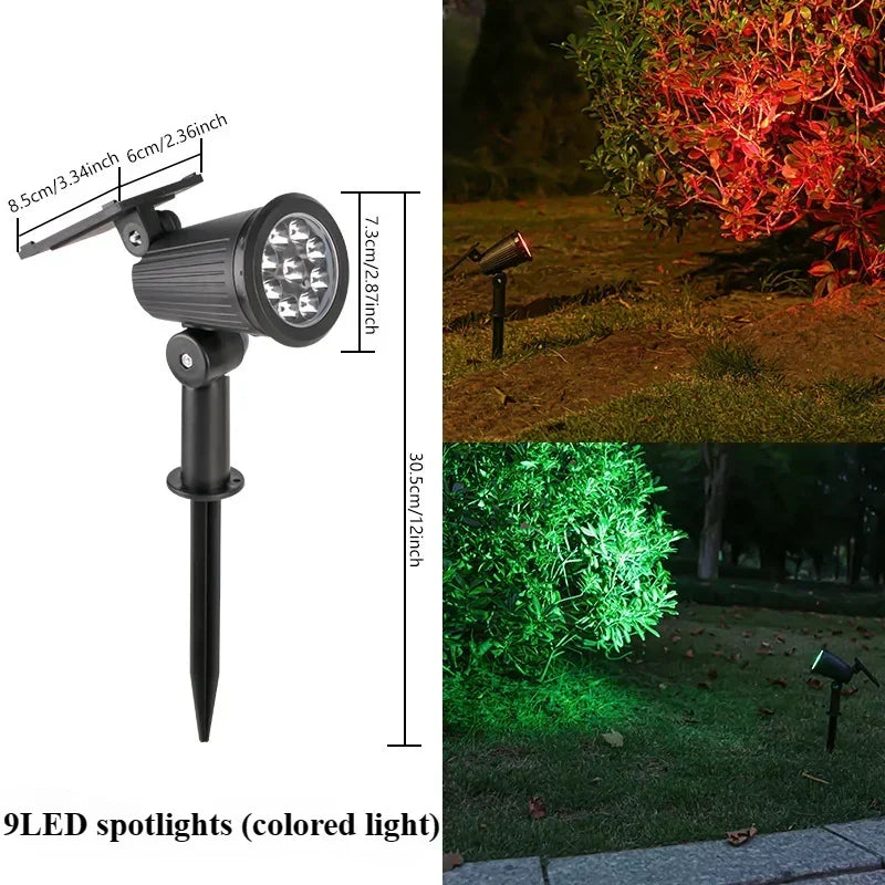 KDULIT 1-2PCS 9LED Solar Powered Lawn Lamp Adjustable Outdoor IP65 Waterproof Garden Courtyard Decoration Street Lamp Spotlight Oasis Select 9LED RGB 2pcs
