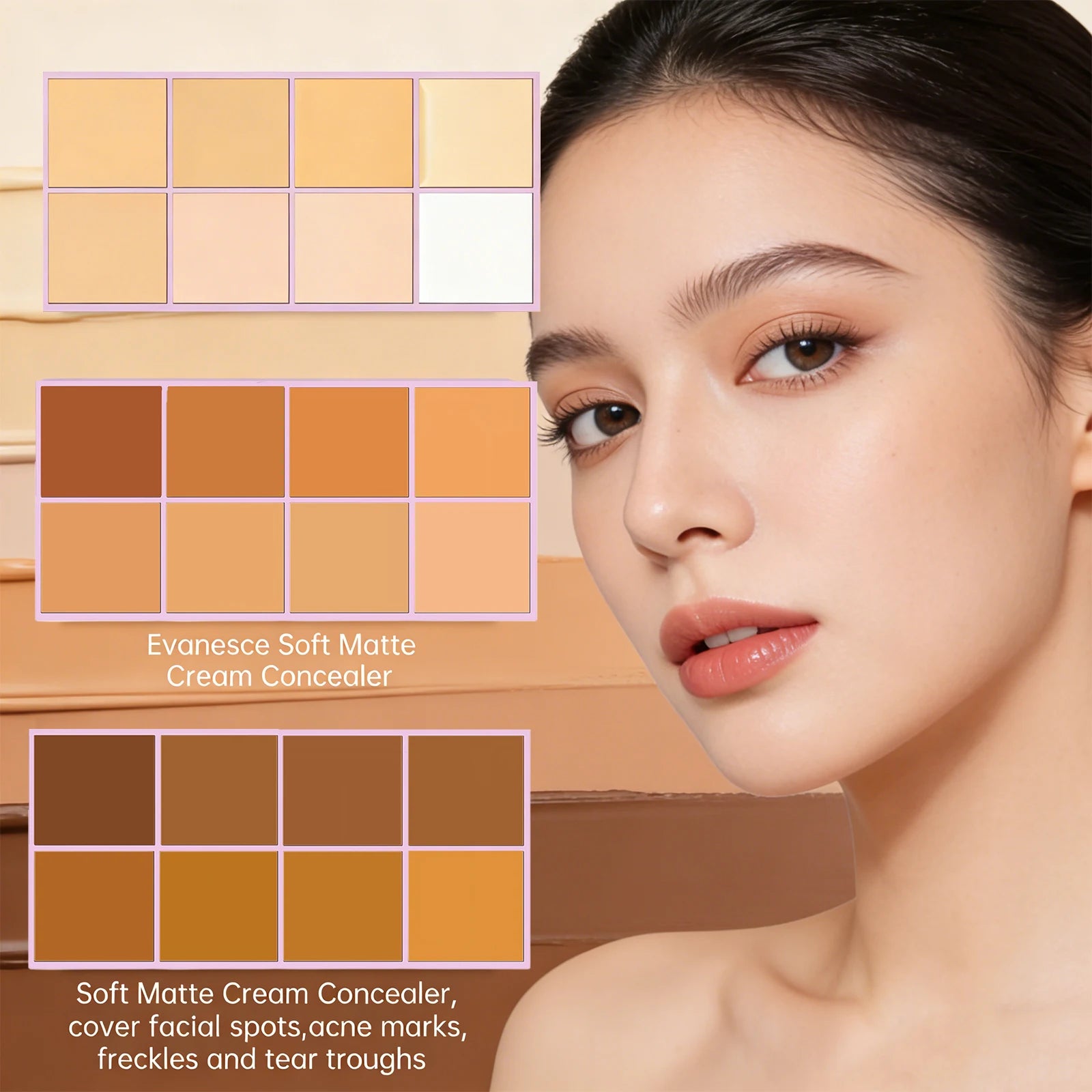Soft Matte Cream Concealer High Coverage Cover Facial Spots, Acne Scars, Freckles and Tear Troughs Long Lasting Makeup Cosmetics Oasis Select