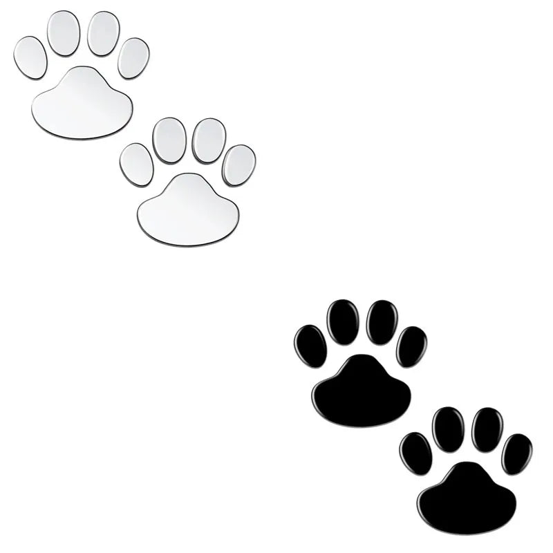 Car Stickers Creative Decals Paw 3D Animal Dog Cat Foot Prints Decal Car Motocycle Sticker Car Accessories Oasis Select silver-black
