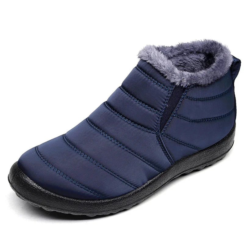 Men's Boots Slip On Winter Shoes For Men Ankle Boots Winter Booties For Men Fur Shoes Waterproof Snow Boots Warm Casual Botas Oasis Select Blue 38