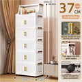 Foldable Double-Door Storage Cabinet,Large Capacity Space-Saving Mobile Organizer for Bedroom&Living Room（Clothes, Toys&Snacks） Oasis Select 6 Tiers White