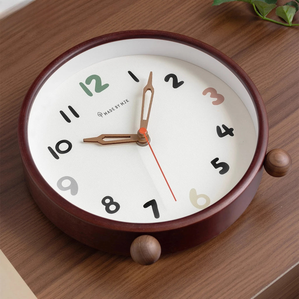 2025 New Creative Countertop Clock Large Solid Wood Clock for Living Room Desktop Decoration Silent Table Clock Oasis Select