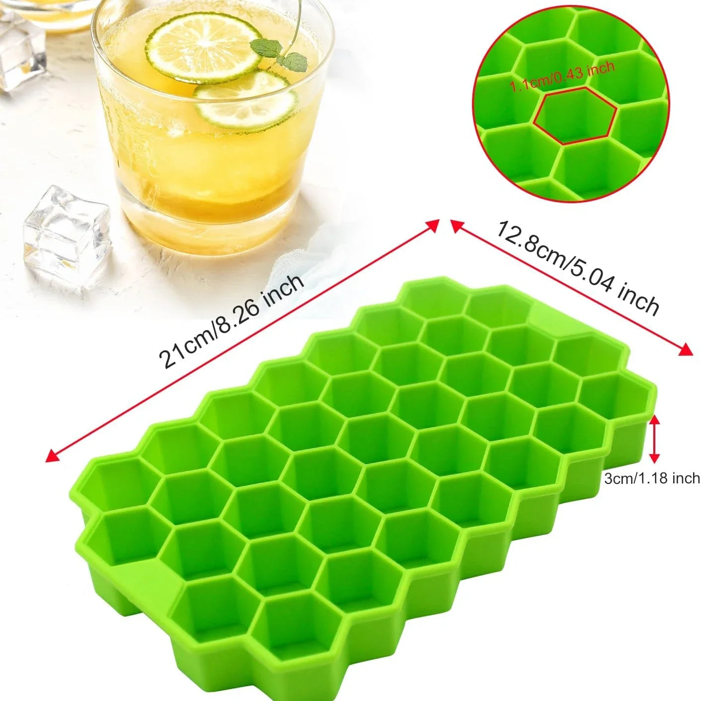 Ice Cube Tray Silicone Mould 37 Cellular Silicone Ice Cubes Hexagonal Molds DIY Kitchen Honeycomb Ice Cubes Molds Oasis Select