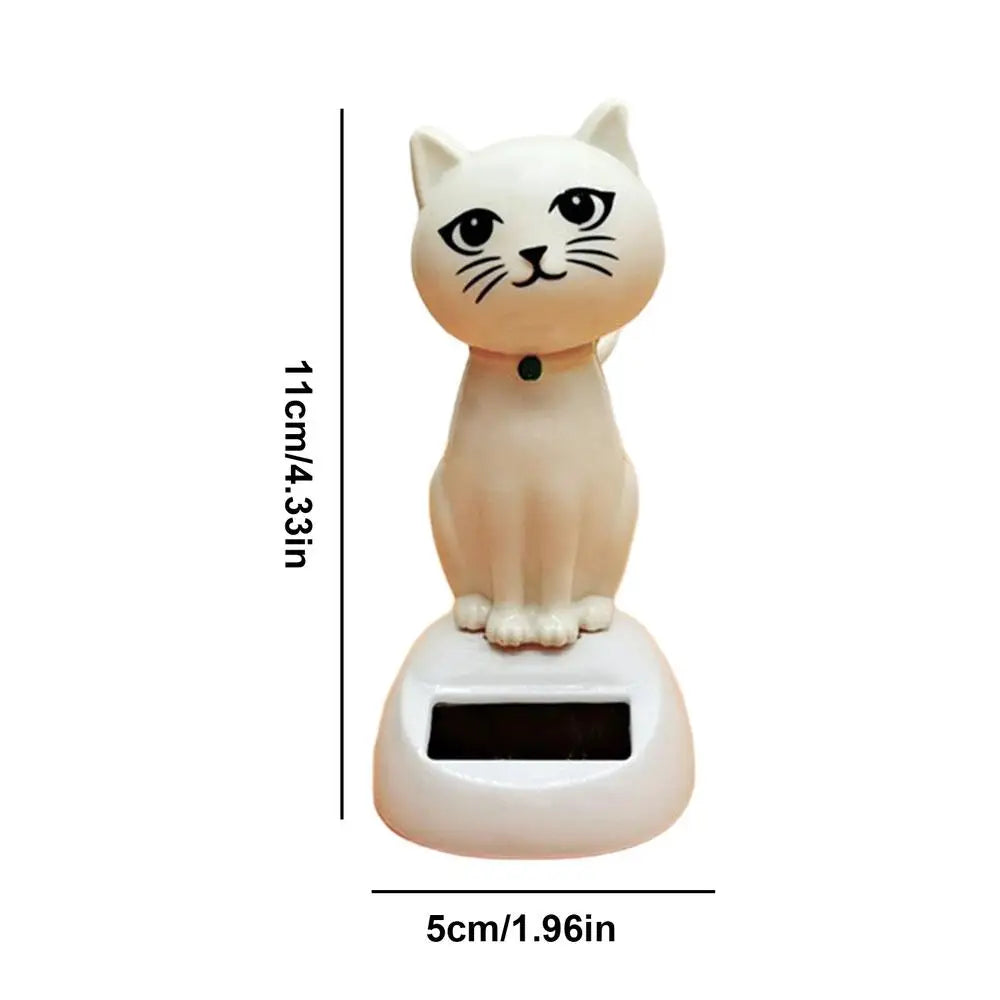 Solar Shaking Cat Car Decoration Cartoon Cat Toy Dashboard Decorations Solar Shaking Head Doll Black Cat Small Gadget Decor Oasis Select C