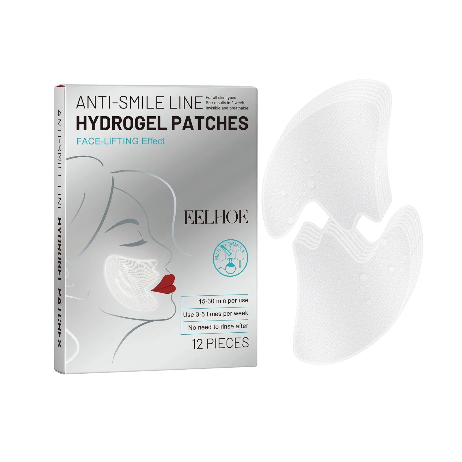 Smile Lines Patch Nasolabial Folds Patches Anti-Smile Line Lifting Firming Facial Skin Fade Fine Lines Marionette Lines Hydratin Oasis Select 12Pcs Boxed