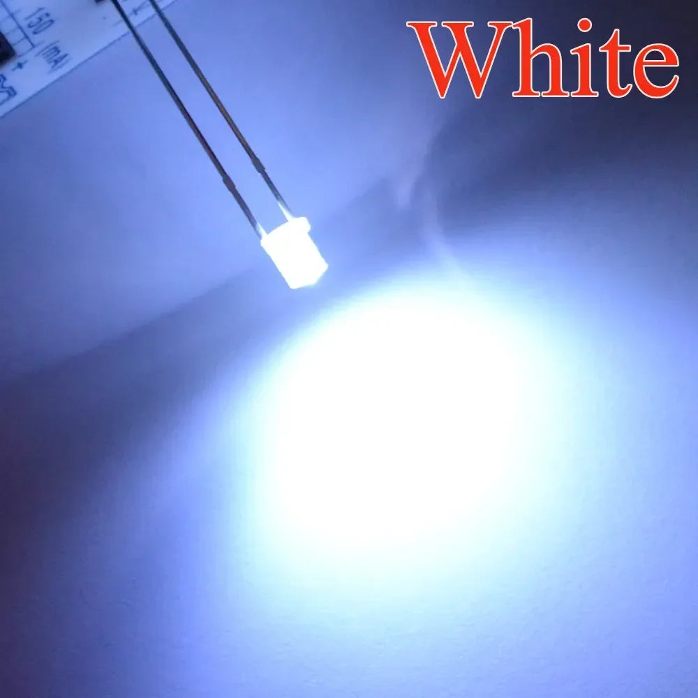 100pcs 3mm Flat Top Ultra Bright LED Diodes | Wide Angle DIY