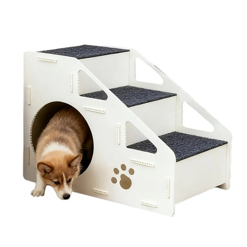 2 In 1 Foldable Non-Slip Ramp Dog Stairs Small Puppy Ladder House for Home Living Room Indoor Bedroom Dogs Puppy Cats Kitten Oasis Select
