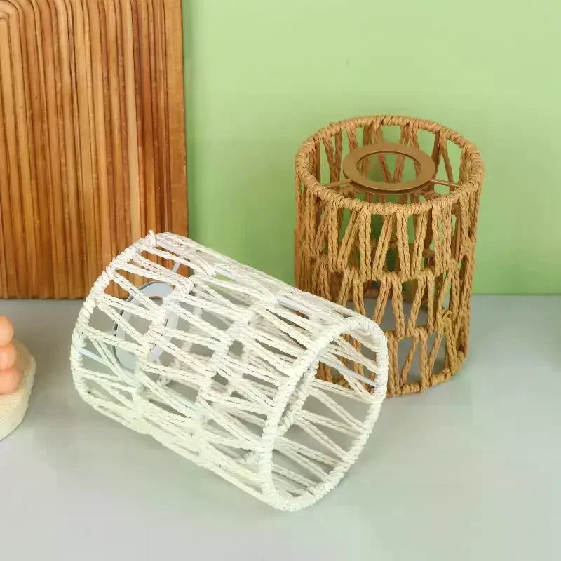 Garden Decor with Handcrafted Boho Woven Paper Rope Rattan Lampshade Oasis Select