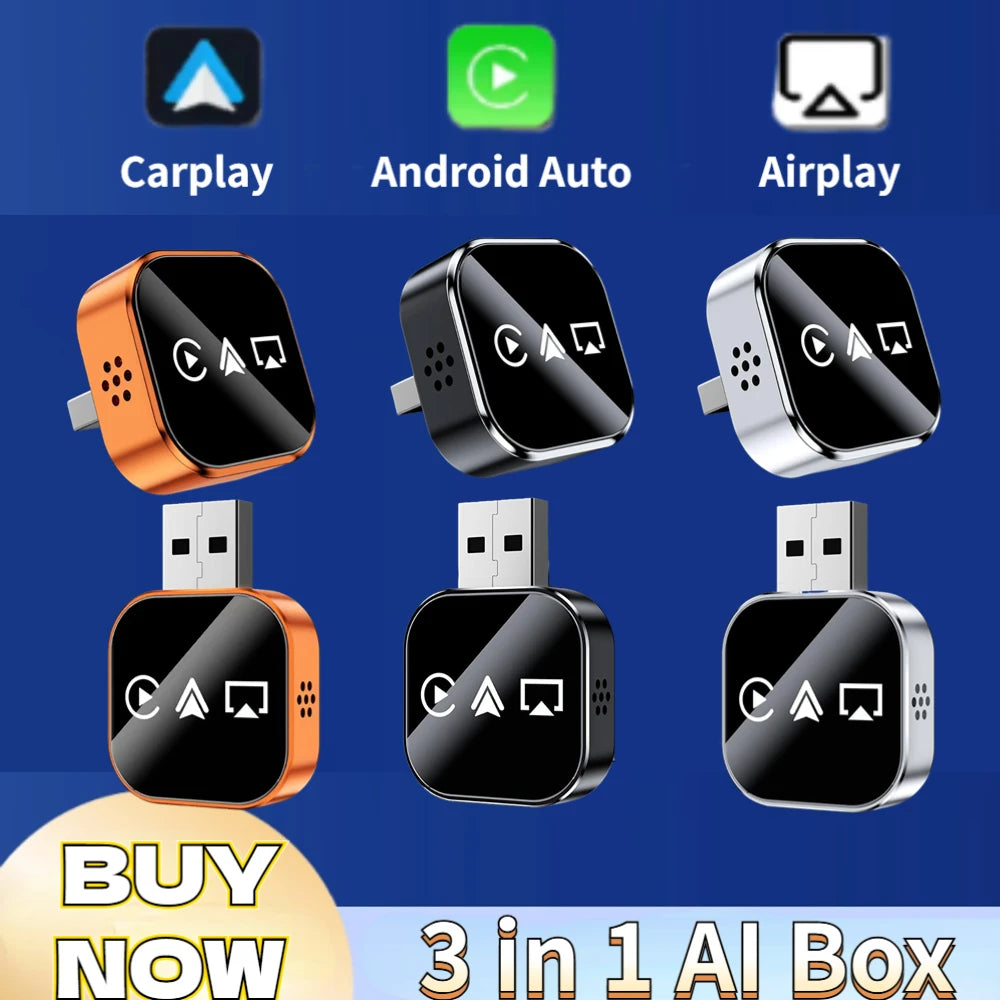 Wireless CarPlay & Android Auto Adapter – 3-in-1 Mirror Link
