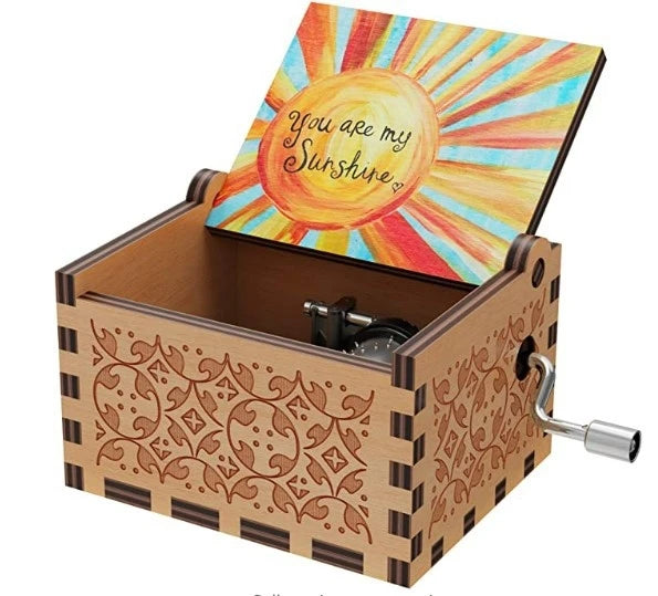 Wooden hand cranked music box, you are my sunshine music painting boutique gift, music box Oasis Select 20