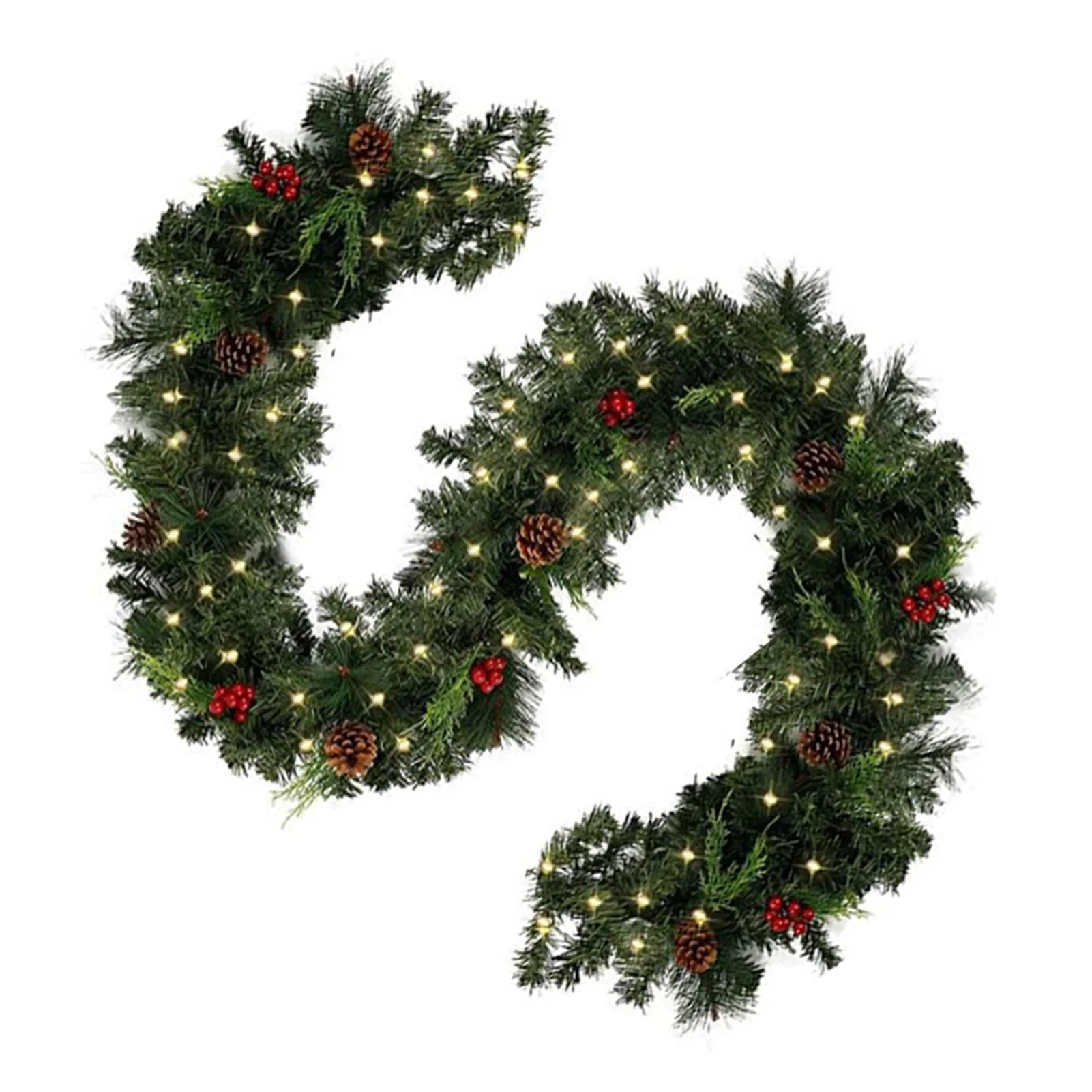 Christmas Red Berry Garland 180cm/270cm | Festive Rattan Decor