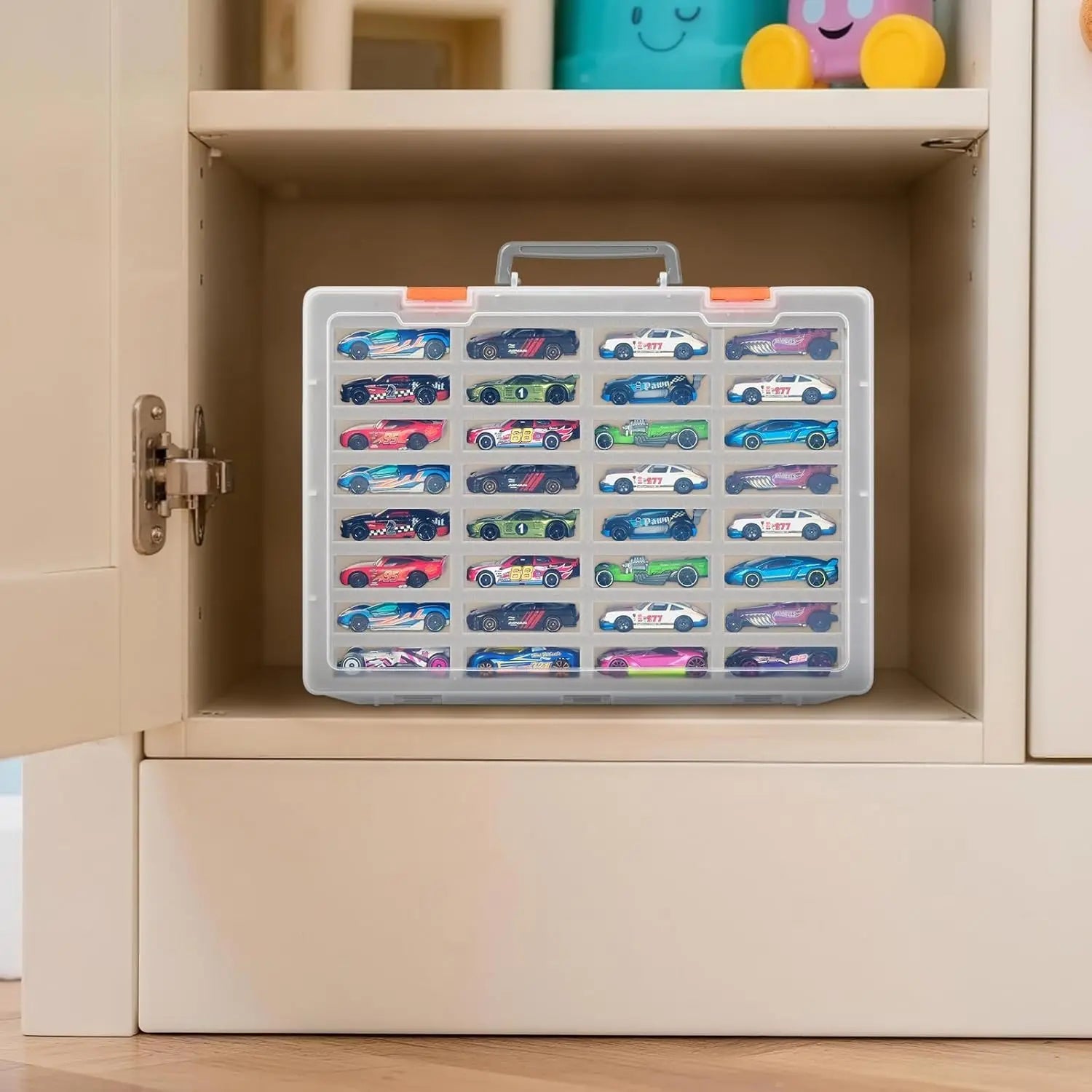 1/64 Diecast Car Display Case | 32 Foam Slots, Wall-Mount