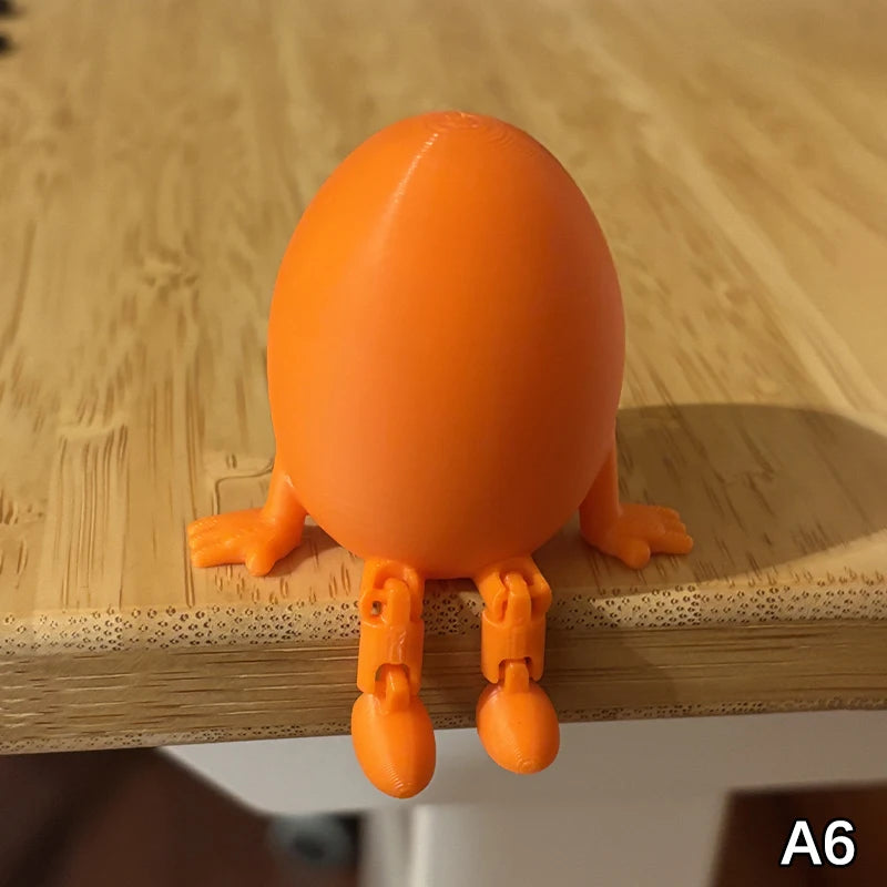 Articulated Bunny Egg Figurine Easter Decoration Movable Leg Joint Egg Statue Home Office Desktop Ornament And Gift Oasis Select A6