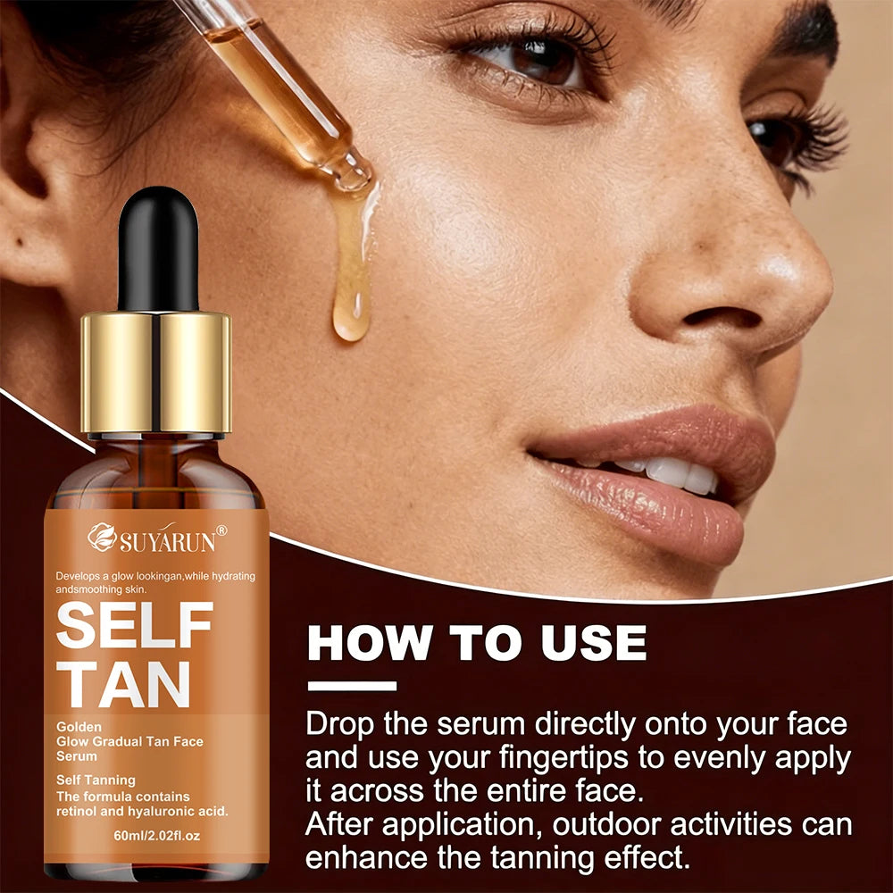 SUYARUN Self-Tanning Serum with Coconut, Jojoba Oil & Aloe – Evens Skin Tone, Gentle Hydration for All Skin Types & Genders. Oasis Select