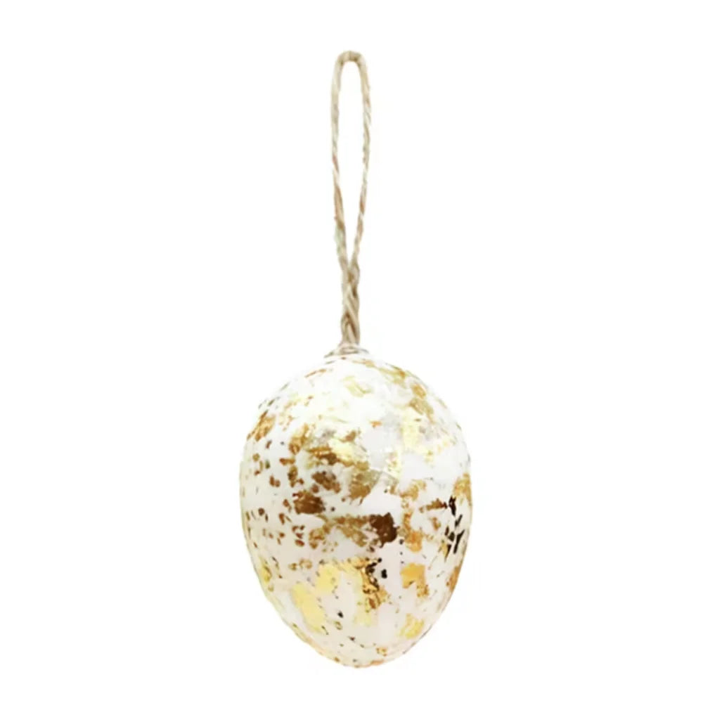 24-Piece Easter Foil Egg Hanging Pendants – Gold & Silver