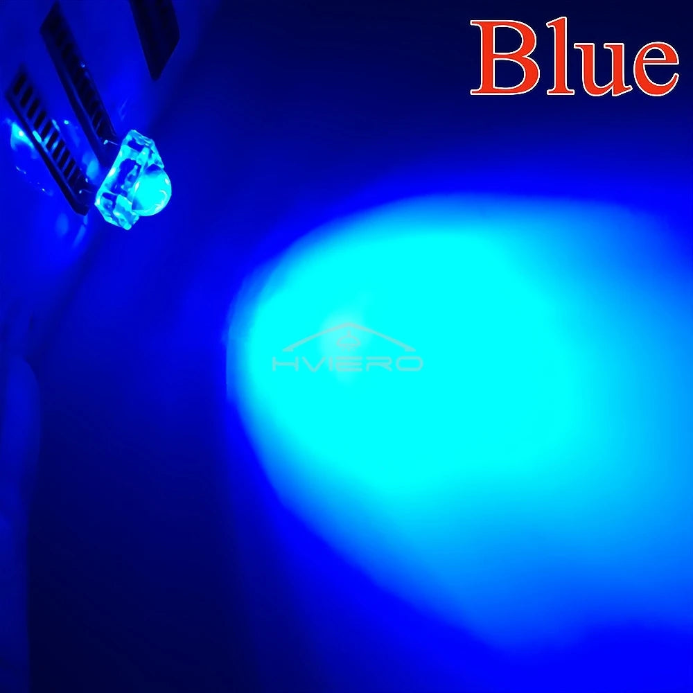 100pcs 5mm F5 LED Bulbs – Red Green Blue White Yellow DIY